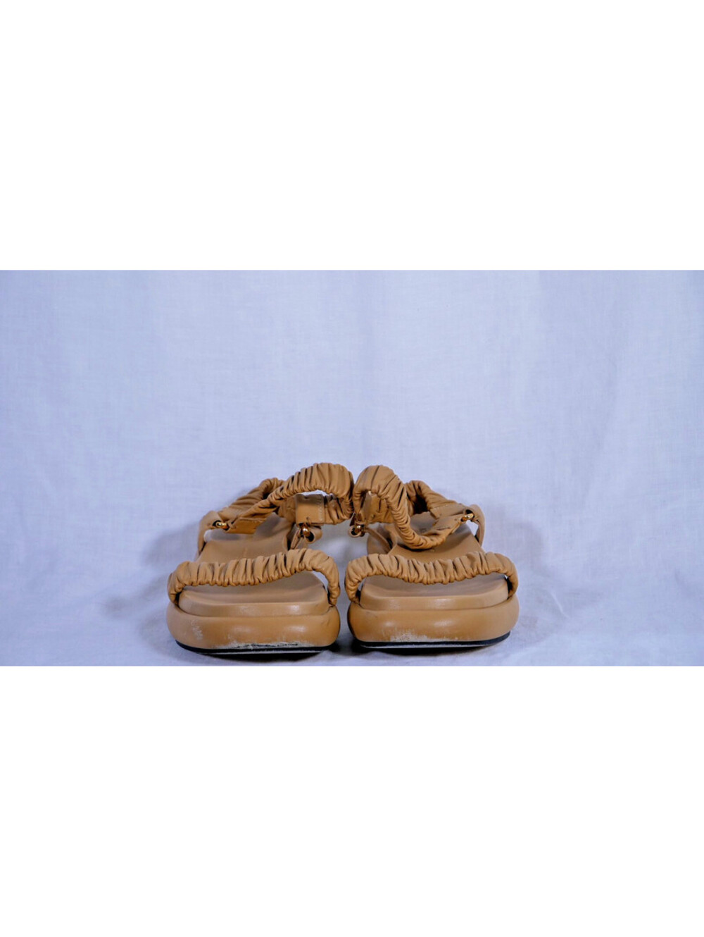 Khaite Puglia Leather Ruffle Sandals Size 37